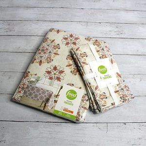 Food Network Tablecloth Napkin Lot Oblong 60" x 102" Medallion Floral